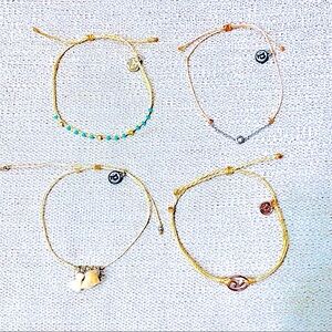 PuraVida set of 4  bracelets in gorgeous golds greens and neutral tones